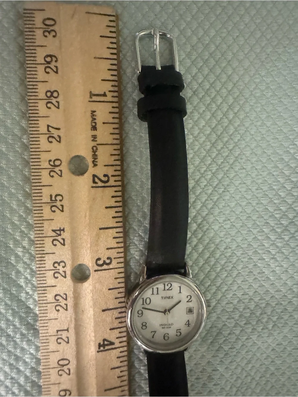 Timex Black Strap Watch with White Dial